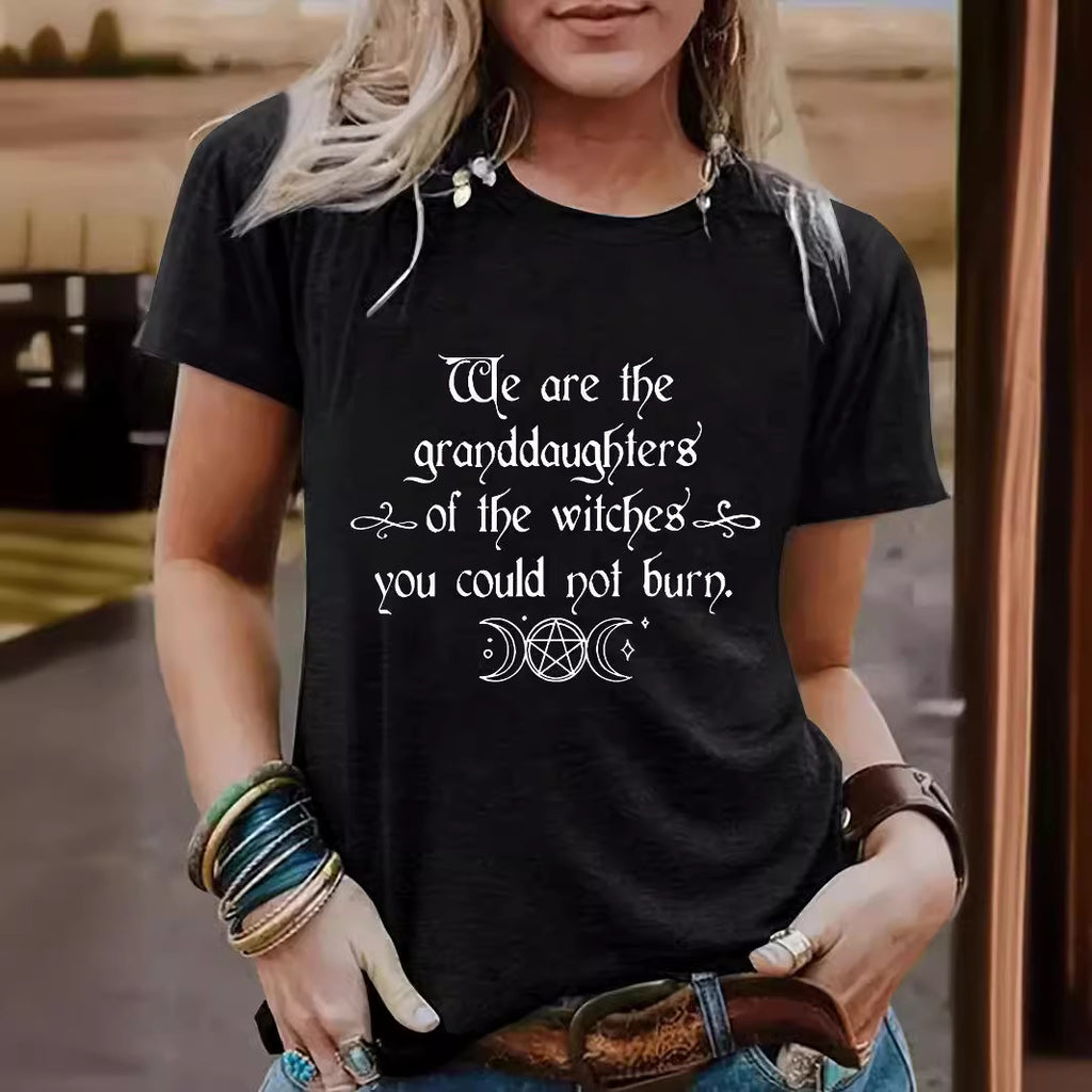 Halloween Slogan & Motto Graphic Round-Neck Short Sleeve