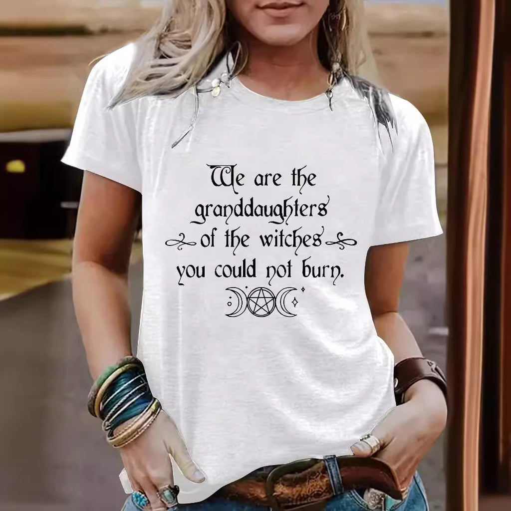 Halloween Slogan & Motto Graphic Round-Neck Short Sleeve